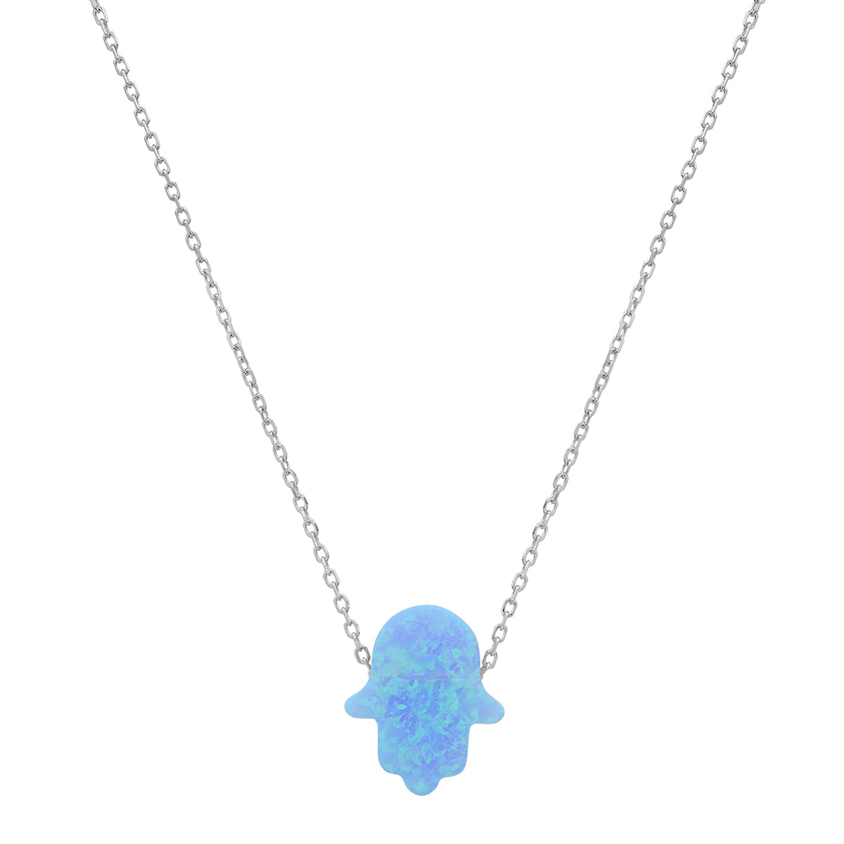 Sterling Silver Petite Opal Hamsa Necklace