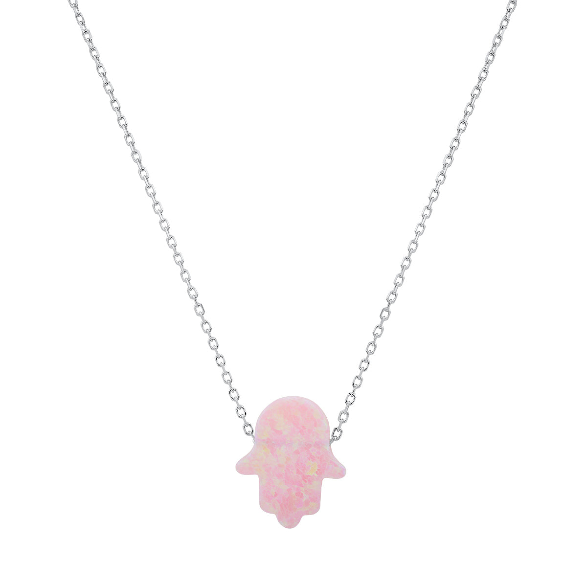 Sterling Silver Petite Opal Hamsa Necklace