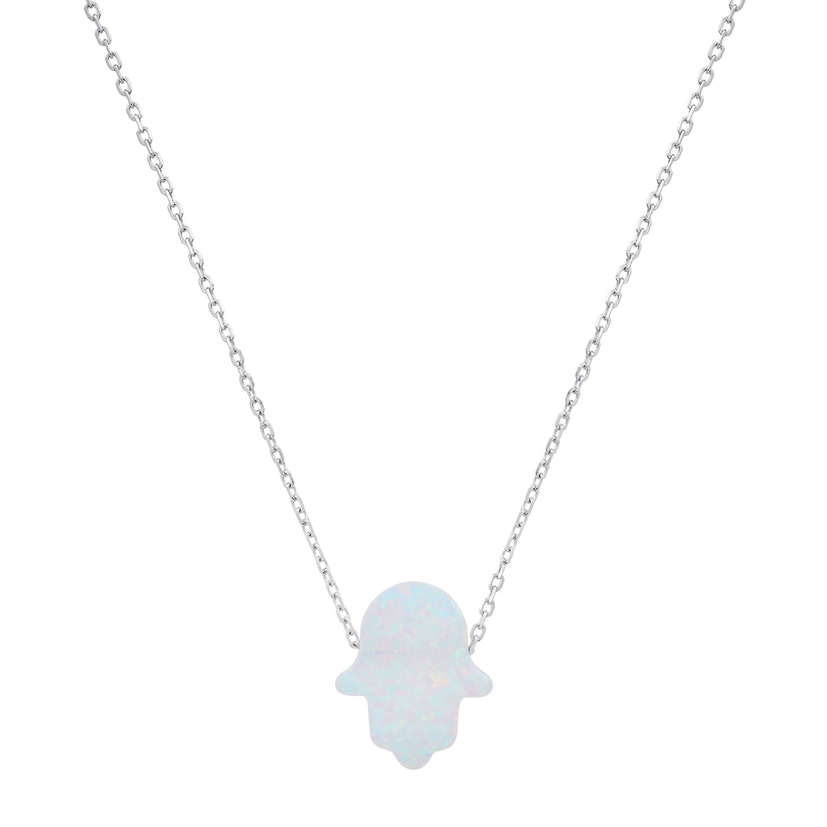 Sterling Silver Petite Opal Hamsa Necklace