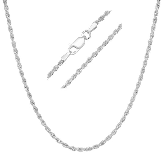 Sterling Silver Italian Unisex Rope Chain - 18"-30"