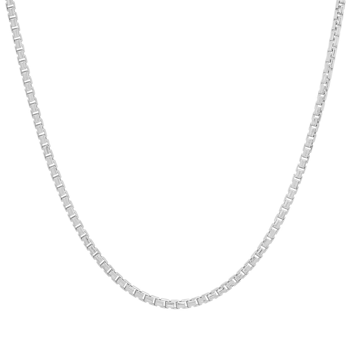 Sterling Silver Italian Unisex Round Box Chain - 18"-24"