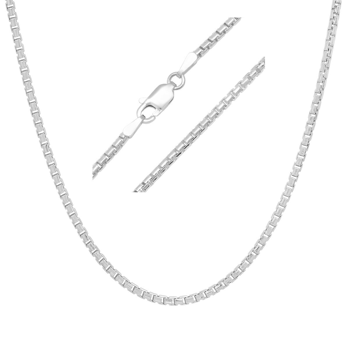 Sterling Silver Italian Unisex Round Box Chain - 18"-24"