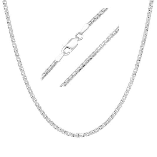 Sterling Silver Italian Unisex Round Box Chain - 18"-24"