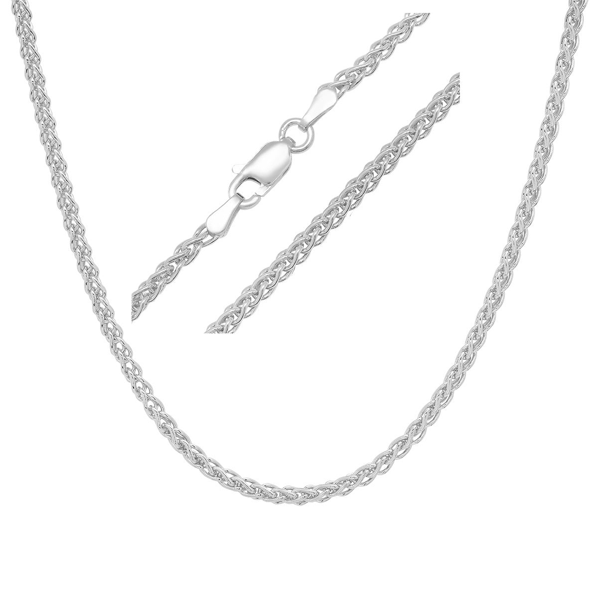 Sterling Silver Italian Unisex Foxtail Wheat Chain - 18"-24"