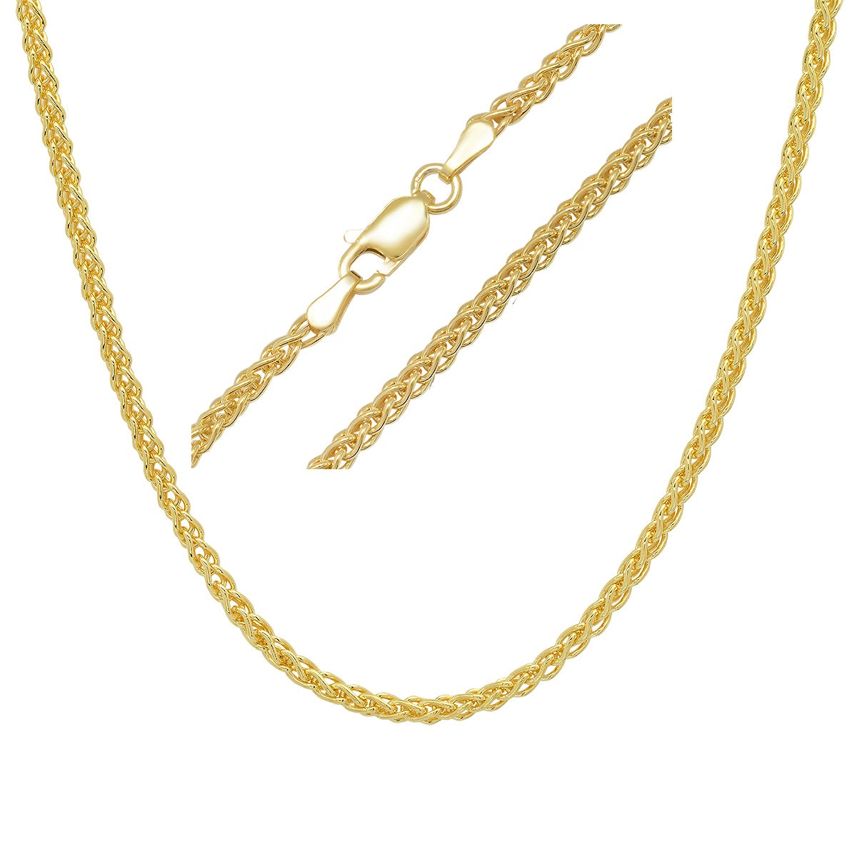 Sterling Silver Italian Unisex Foxtail Wheat Chain - 18"-24"