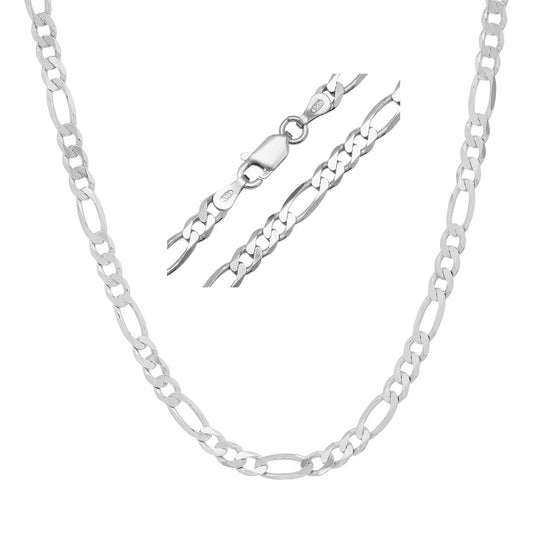 Sterling Silver Italian Unisex Figaro Chain - 20"-24"