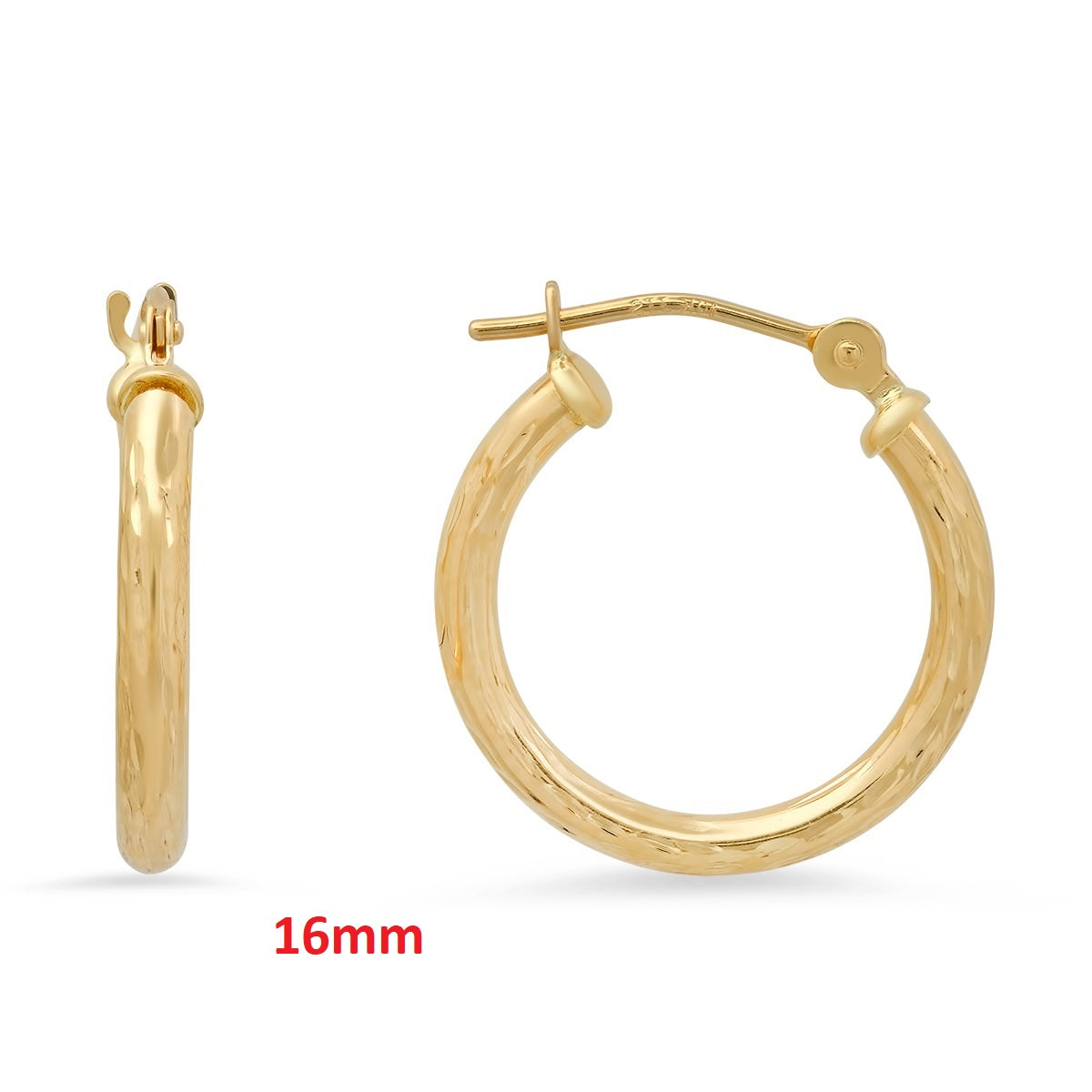 Real 10k Solid Gold Diamond-cut Huggy Hoop Gold Earrings