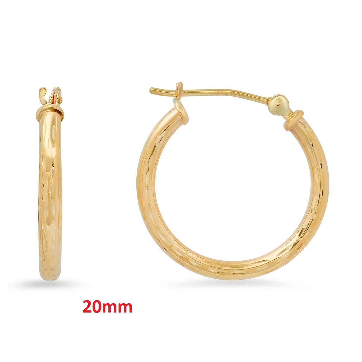 Real 10k Solid Gold Diamond-cut Huggy Hoop Gold Earrings