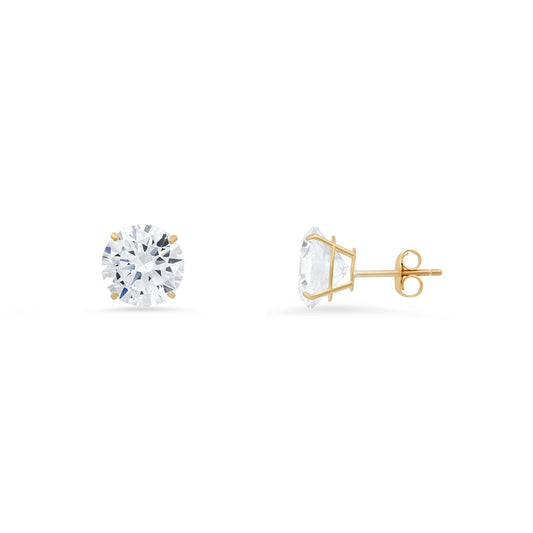 Real 10k Solid Gold Petite 4mm Diamond Stud Earrings