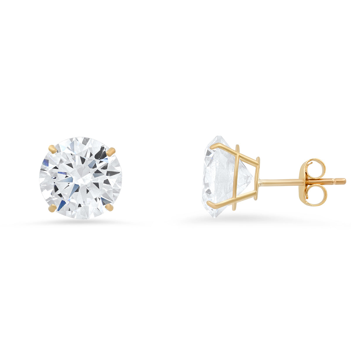 Real 10k Solid Gold BIG 8mm Diamond Stud Earrings