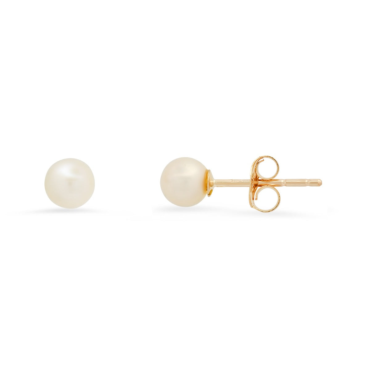 Real 10k Solid Gold Genuine Pearl Stud Earrings