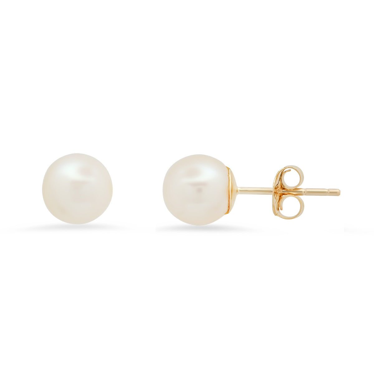 Real 10k Solid Gold Genuine Pearl Stud Earrings