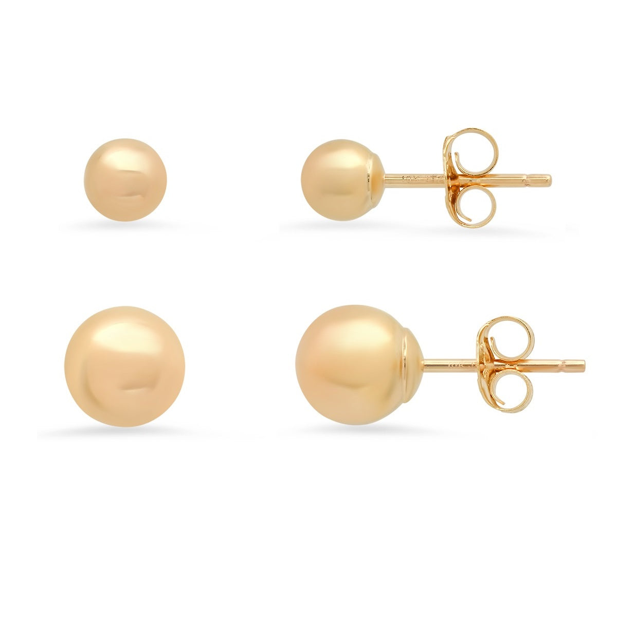 Real 10k Solid Gold Classic Ball Stud Earrings